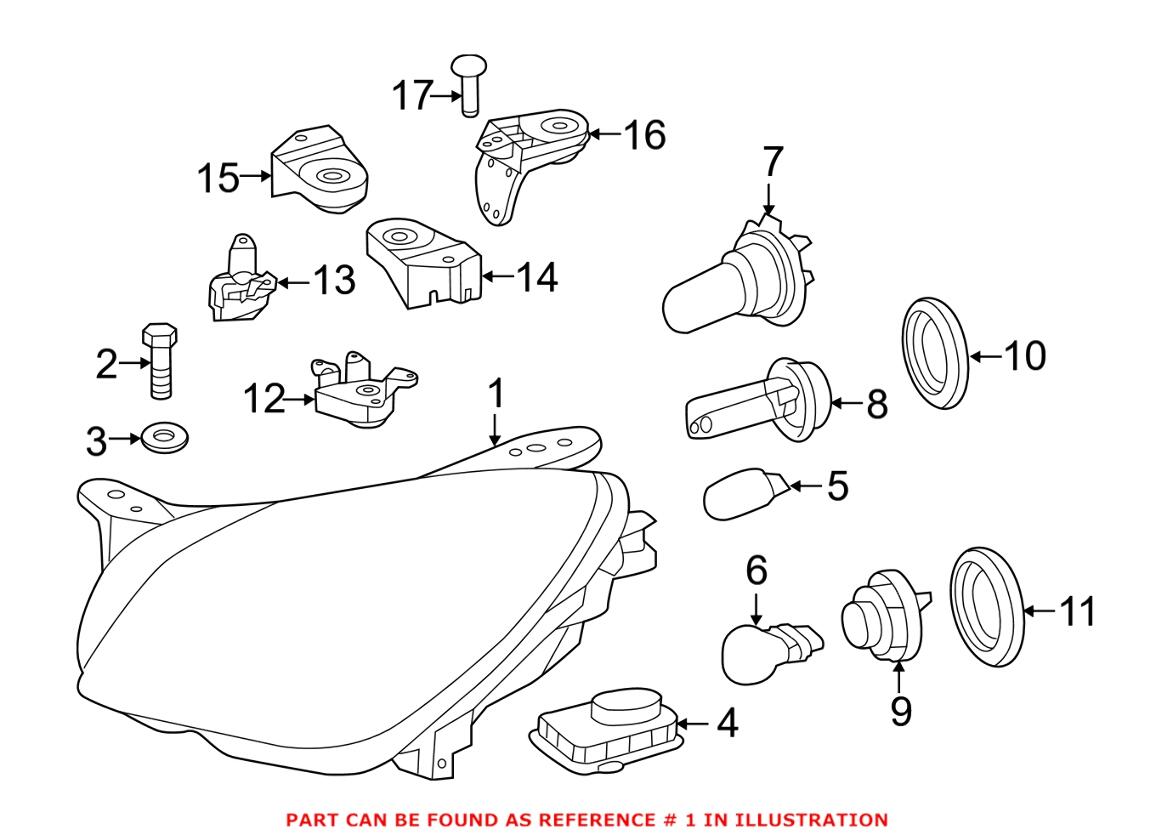 Mercedes Headlight - Front Passenger Right 1728205059